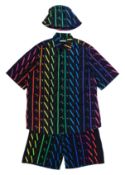 VALENTINO - A RAINBOW 'VLTN' PRINT COTTON AND BLEND ENSEMBLE