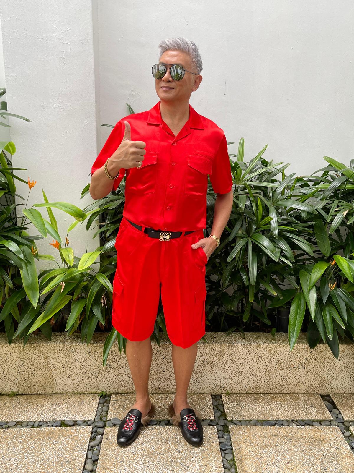 SIES MARJAN - A RED SATIN SHIRT AND TROUSERS SET - Image 4 of 4