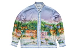 CASABLANCA - A 'BROUILLARD SUR LE LAC' PRINT SILK SHIRT
