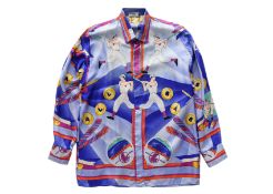 VERSACE SPORT - A 1990S BASEBALL GRAPHIC PRINT SILK SHIRT