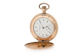 AN ELGIN GOLD-PLATED FULL HUNTER POCKET WATCH