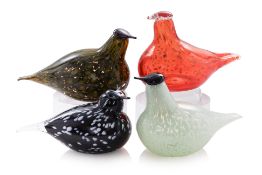 A GROUP OF FOUR FINNISH ART GLASS BIRDS