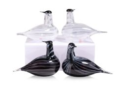 A GROUP OF FOUR MUURLA FINNISH ART GLASS BIRDS