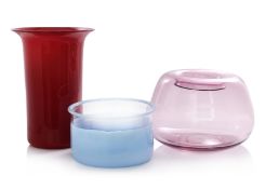 A GROUP OF THREE LARGE ART GLASS PIECES