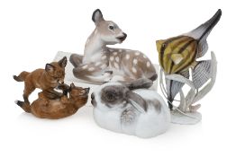 A GROUP OF FOUR ROSENTHAL AND ROYAL COPENHAGEN MODELS OF ANIMALS