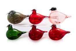 OIVA TOIKKA (FINNISH, 1931-2019) - A GROUP OF SIX GLASS BIRDS