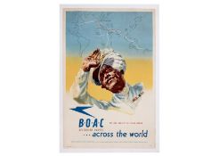 HAROLD FOSTER - BOAC BRITISH - INDIA BY THE TIGER SERVICE POSTER