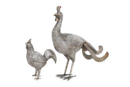 TWO SILVER BETEL BIRD BOXES