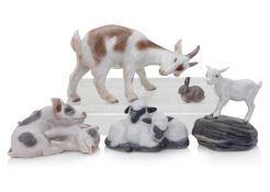 A GROUP OF FIVE ROYAL COPENHAGEN MODELS OF FARM ANIMALS