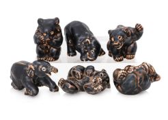 A GROUP OF SIX ROYAL COPENHAGEN MODELS OF BEARS AND ELEPHANTS DESIGNED BY KNUD KHYN