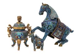 A GROUP OF THREE CHINESE CLOISONNE ENAMEL ITEMS