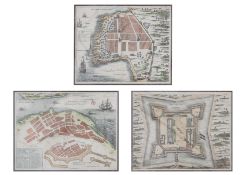 A GROUP OF THREE 18TH CENTURY FORTIFIED CITY MAPS OF INDIA, DATED 1732