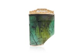 A LARGE TOURMALINE AND DIAMOND PENDANT