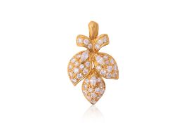 A HIGH KARAT GOLD DIAMOND 'LEAF' PENDANT