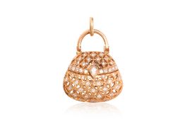 A DIAMOND 'HANDBAG' YELLOW GOLD PENDANT