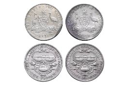 AUSTRALIA GEORGE V 1 FLORIN 1918; 1927; 1931 (4)