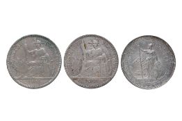 TWO FRENCH INDOCHINA PIASTRES AND A BRITISH TRADE DOLLAR