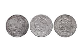 MEXICO REPUBLIC - ASSORTED 8 REALES 1874; 1889; 1893 (3)