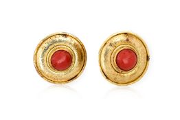 HERBERT WINSAUER - A PAIR OF CORAL EARRINGS