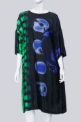 DRIES VAN NOTEN LEN LYE - A GREEN AND BLACK DIGITAL PRINT 'DOVAN' DRESS