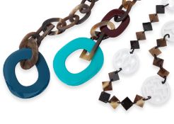 HERMÉS - TWO HORN AND LACQUERED WOOD NECKLACES
