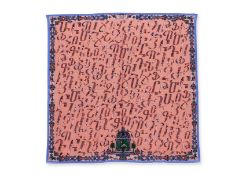 HERMÈS - A 'LETTRES D'EREVAN' SILK AND CASHMERE SHAWL