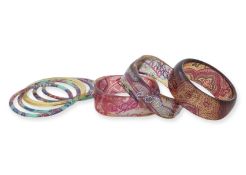 ETRO - A GROUP OF EIGHT PAISLEY PRINTED RESIN BANGLES