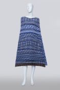 ISSEY MIYAKE - A BLUE, BROWN AND WHITE GEOMETRIC PRINT TENT DRESS