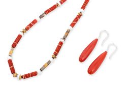 HERBERT WINSAUER - A GROUP OF THREE CORAL SET JEWELLERY PIECES