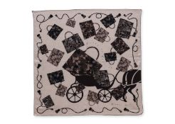 HERMES - A 'KELLY EN CALECHE' SILK AND CASHMERE SHAWL