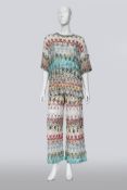 MISSONI - A MULTICOLOURED CROCHET-KNIT TOP AND TROUSERS SET