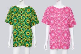 DRIES VAN NOTEN - TWO GEOMETRIC PATTERNED KNIT SHIRTS