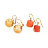 TWO PAIRS OF EARRINGS