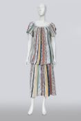MISSONI - A MULTICOLOURED STRIPED SHIRT AND SKIRT SET