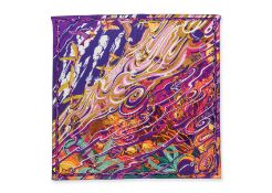 HERMÈS - A 'DE LA MER AU CIEL' SILK AND CASHMERE SHAWL