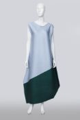 ISSEY MIYAKE - A GREY AND GREEN PANEL PLEATED TENT DRESS