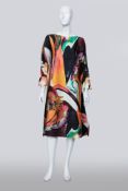 PLEATS PLEASE ISSEY MIYAKE - A MULTICOLOURED ABSTRACT PRINT PLEATED DRESS