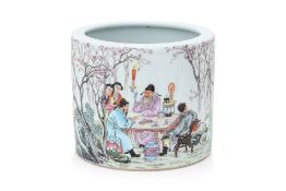 A FAMILE ROSE PORCELAIN BRUSHPOT