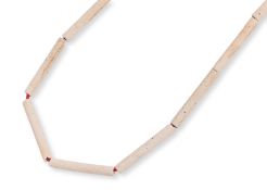 A CALCIFIED JADE BEAD NECKLACE