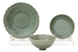A GROUP OF THREE CELADON WARES