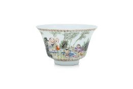A FAMILLE ROSE 'BOYS' TEA BOWL