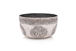 A BURMESE SILVER OFFERING BOWL