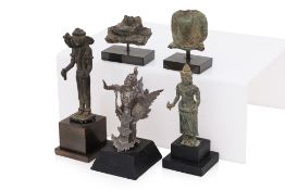 A GROUP OF FIVE SOUTH EAST ASIAN CAST METAL FIGURES