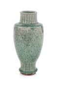 A CELADON GLAZED BALUSTER VASE