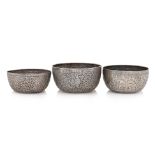 A GROUP OF THREE SOUTH EAST ASIAN SILVER BOWLS