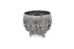 A BURMESE PIERCED SILVER BOWL
