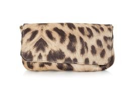 ROBERTO CAVALLI - A LEOPARD PRINT CLUTCH BRACELET BAG