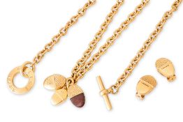CELINE - AN ACORN COSTUME JEWELLERY NECKLACE AND EARRINGS SET