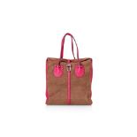 RENAUD PELLEGRINO - A BROWN SUEDE AND PINK LEATHER BAG