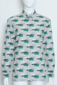 PRADA – A BUTTON UP SHIRT WITH RACE-CAR PRINT, S/S 2016